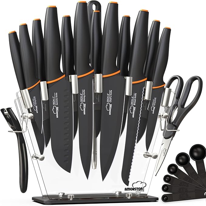 Amorston 22-Piece Kitchen Knife Set with Acrylic Block